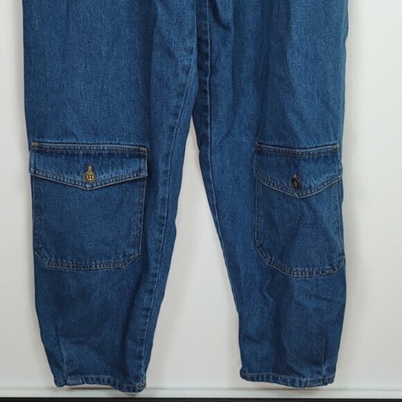 EUC Spiegel Retro 90s Denim Jumpsuit NWOT Zipper Pocket Cinch Accents Size 10 - Picture 9 of 12